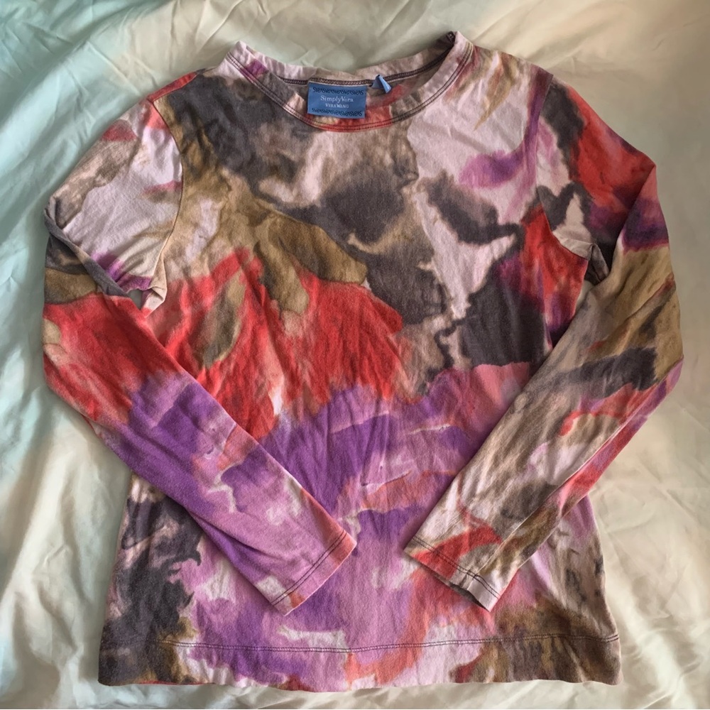 Vera Wang Simply Vera Long-Sleeved Tee - Watercolor Floral - 100% Cotton